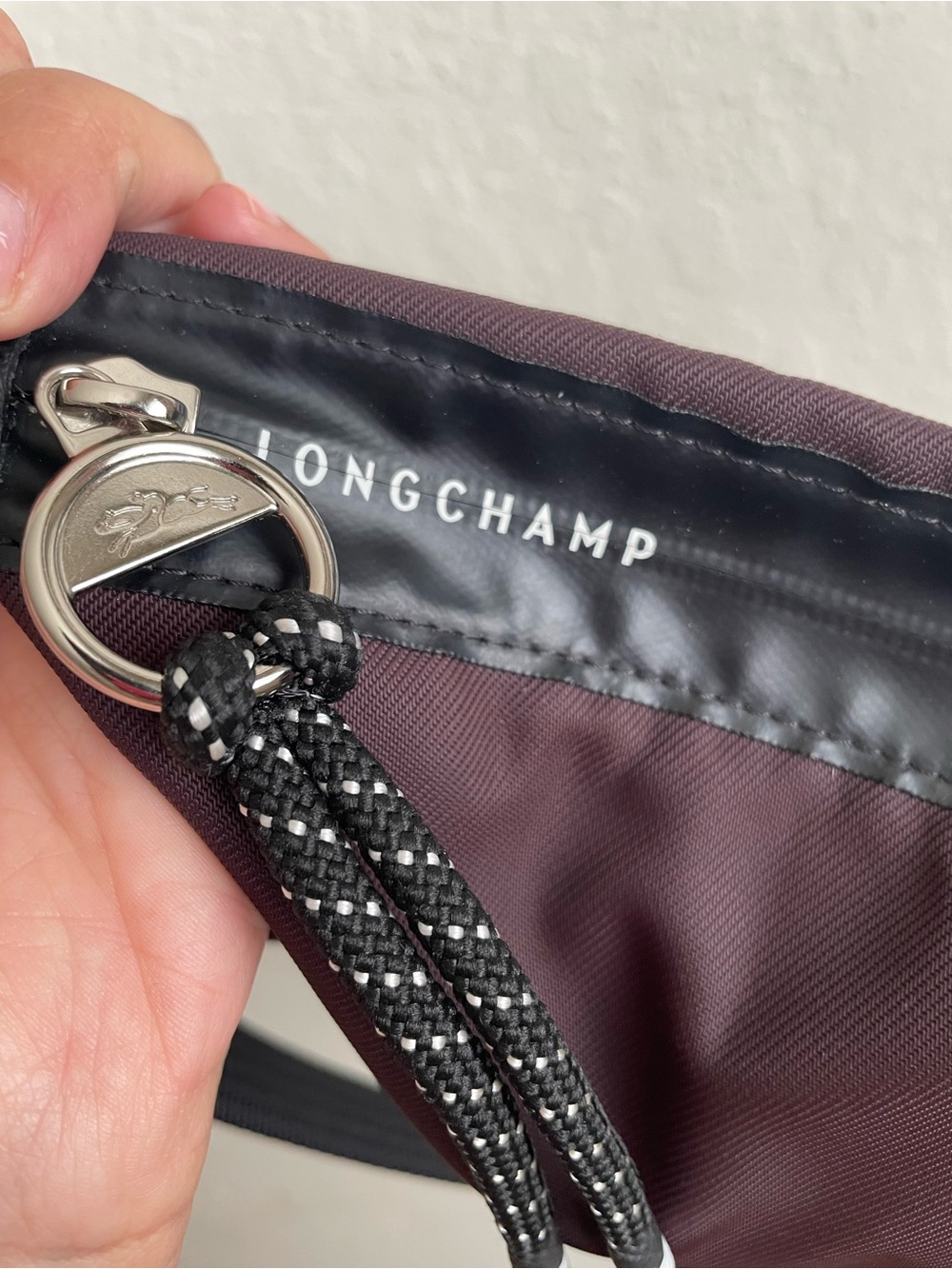 Longchamp Plum Nylon Shoulder Crossbody with Black Strap - Picture 6 of 6
